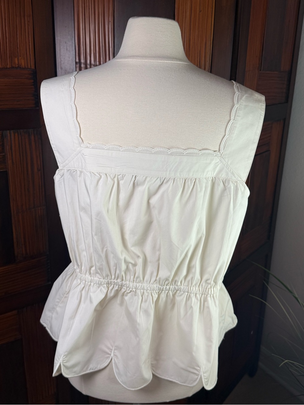 Spartina 449 Women’s Floral Embroidered Peplum Ivory Tank Button Front Blouse XL - Picture 3 of 12